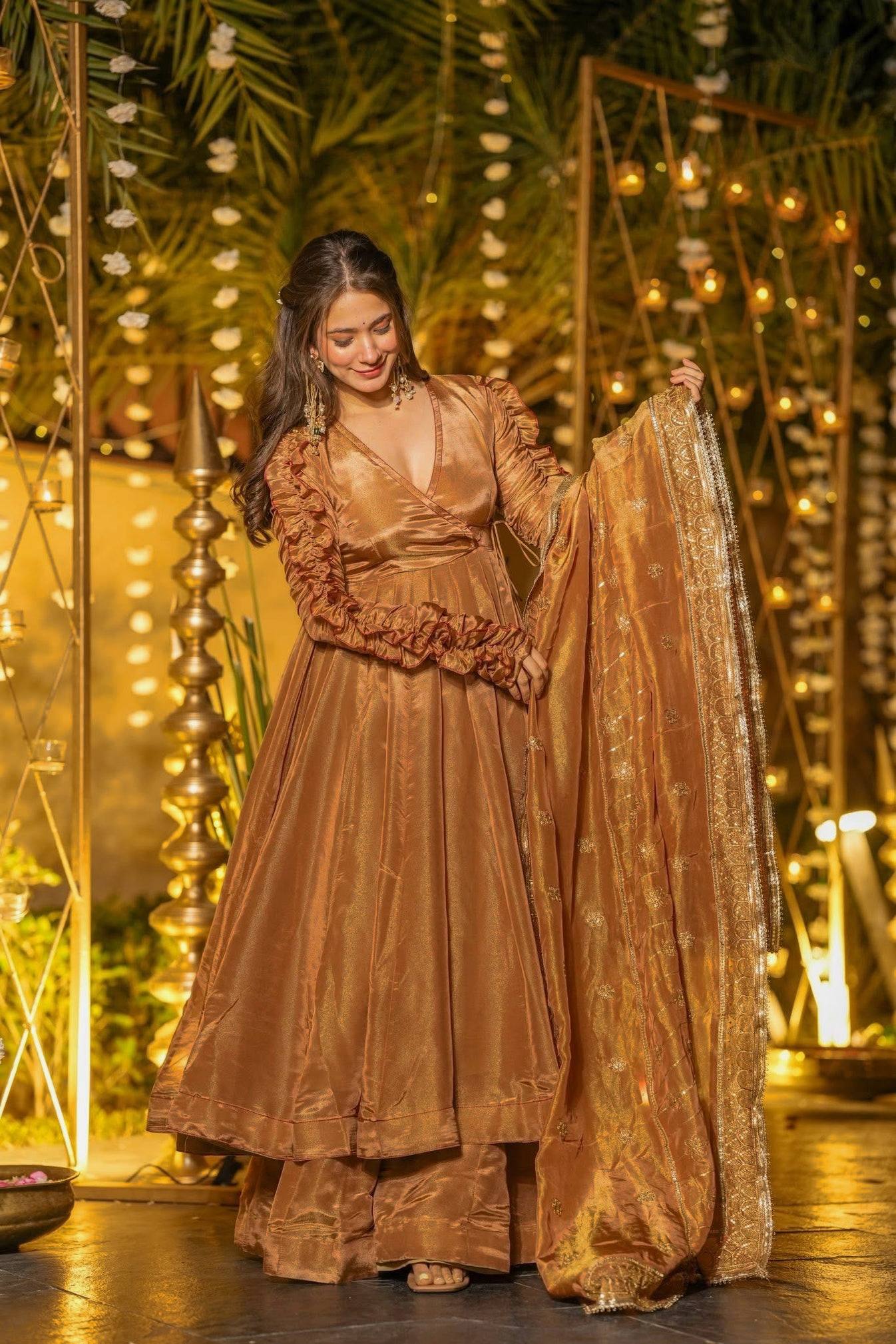 Urban Russet Luminous Flared Anarkali
